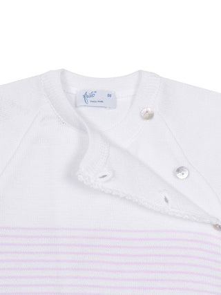 Wickelpulli mit Streifen - Weiß/Rosa
