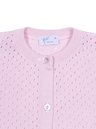 Strickcardigan Lochmuster - Rosa