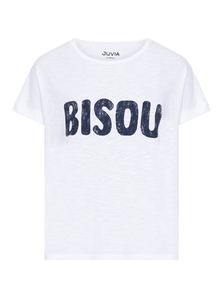 Boxy T-Shirt mit "Bisou"-Schriftzug