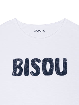 Boxy T-Shirt mit "Bisou"-Schriftzug
