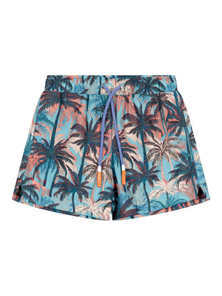 Badeshorts mit Palemnprint - Blau/Orange