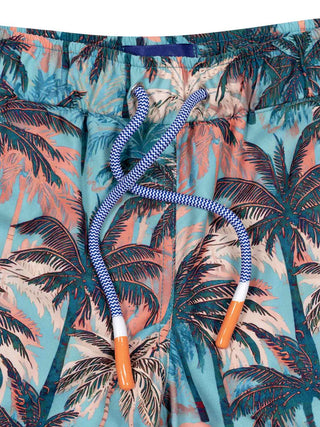 Badeshorts mit Palemnprint - Blau/Orange