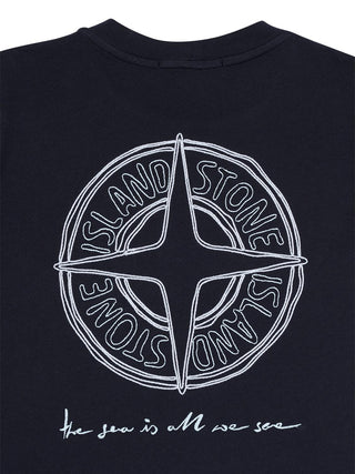 T-Shirt mit Kompass-Logo - Marineblau