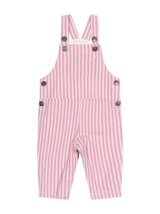 Gestreifte Denim-Latzhose - Rosa