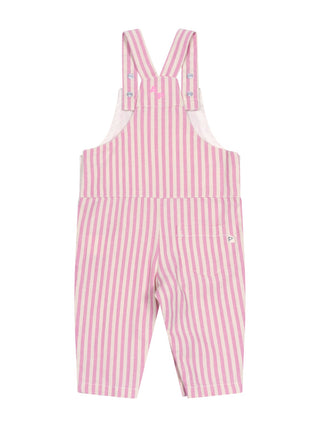 Gestreifte Denim-Latzhose - Rosa