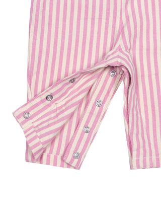 Gestreifte Denim-Latzhose - Rosa
