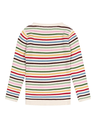 Gerippter Pullover mit Streifen - Multicolor