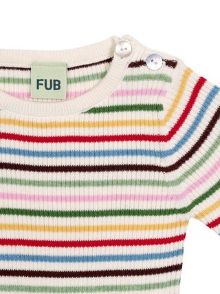 Gerippter Pullover mit Streifen - Multicolor