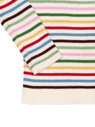 Gerippter Pullover mit Streifen - Multicolor