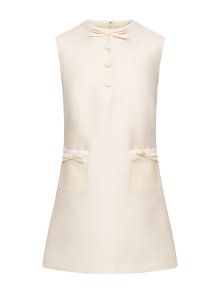 Gelbes Minikleid aus Taft mit Schleife