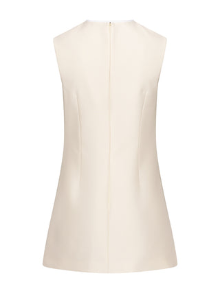 Gelbes Minikleid aus Taft mit Schleife