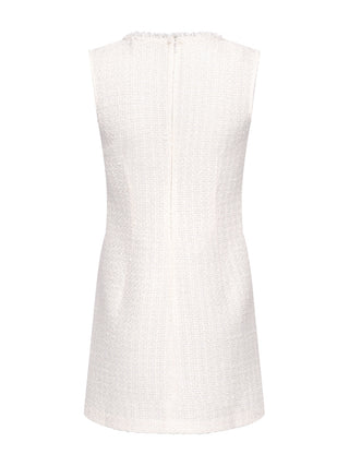 Ärmelloses Minikleid aus cremefarbenem Bouclé