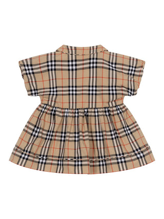 Baumwollkleid in Check - Sand Beige
