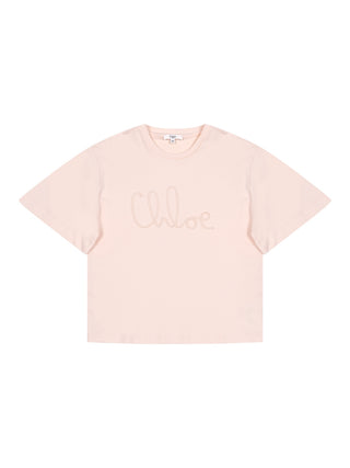 T-Shirt mit Logo-Stickerei - Rosa