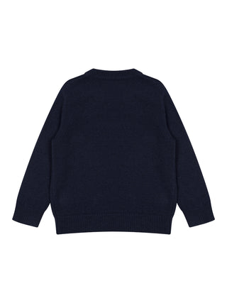Feinstrickpullover aus Wollmischung - Navy