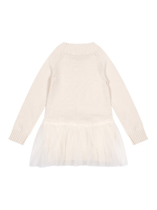 Strickleid mit Tüllrock - Creme