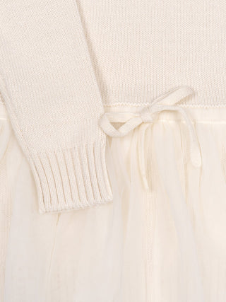 Strickleid mit Tüllrock - Creme