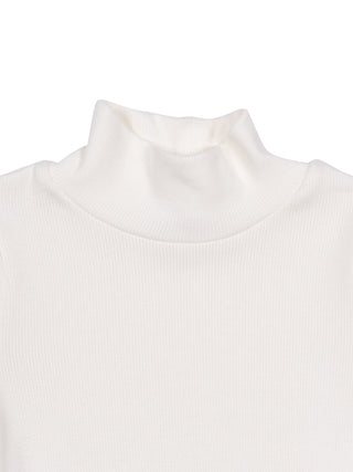 Langarm-Shirt mit Stehkragen und Logo - Creme