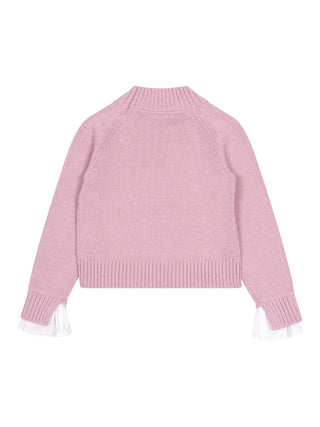 Strickpullover mit Rüschen - Rosa