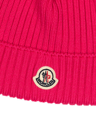 Mütze aus Wolle mit Kunstpelz-Bommel - Pink