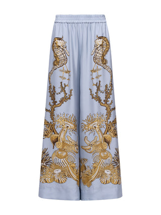 Palazzo-Hose aus Seiden-Twill