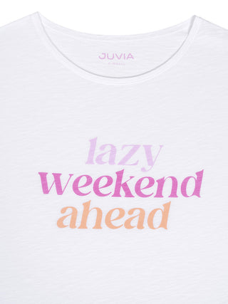 Boxy T-Shirt mit Lazy Weekend-Schriftzug