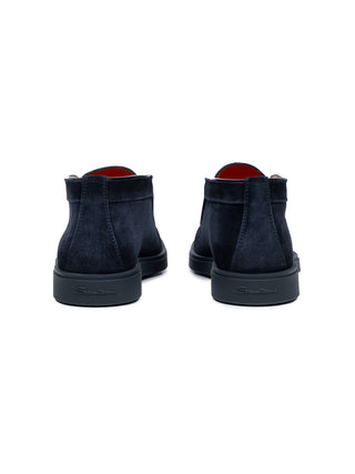 Blaue Desert Boot aus Velourleder