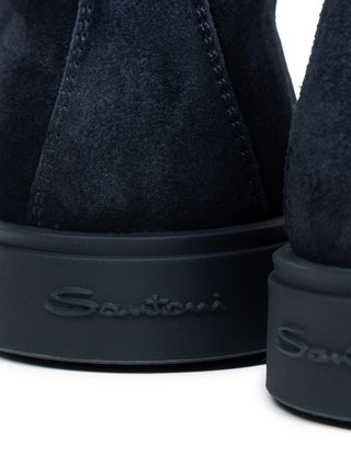 Blaue Desert Boot aus Velourleder