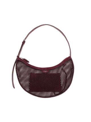 Demi Lune Tasche aus Netzstoff und Wildleder