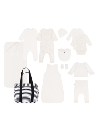 Erstausstattungskoffer mit warmer Babykleidung - Creme