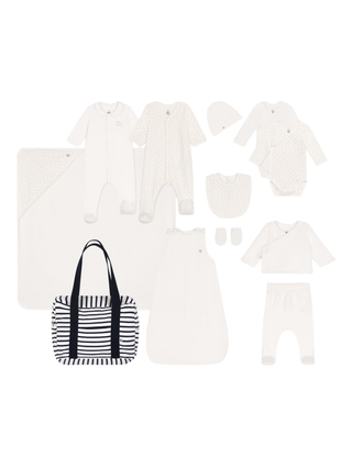 Erstausstattungskoffer mit warmer Babykleidung - Creme