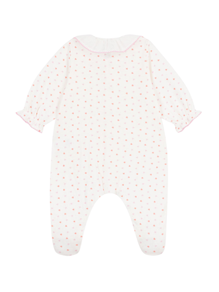 Strampler aus Doppeljersey mit Herzmotiv – Weiß/Rosa