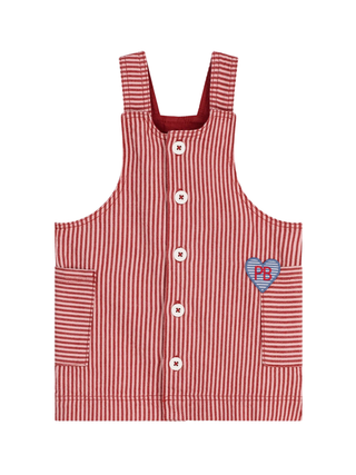 Ärmelloses Kleid mit Streifen und Herz-Aufnäher - Rosa/Rot