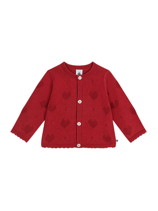 Cardigan aus Baumwolle mit Herzmotiv - Rot