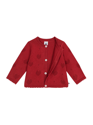 Cardigan aus Baumwolle mit Herzmotiv - Rot