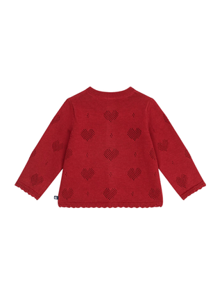 Cardigan aus Baumwolle mit Herzmotiv - Rot