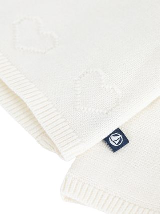Wickeljacke aus Woll- und Baumwollstrick mit Lochstickerei – Creme