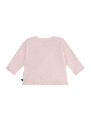 Wickeljacke aus Woll- und Baumwollstrick mit Lochstickerei – Rosa