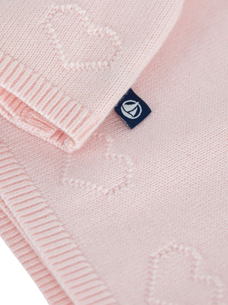Wickeljacke aus Woll- und Baumwollstrick mit Lochstickerei – Rosa