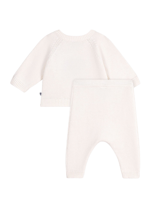 Strick-Set mit Jacquard-Herz - Creme/Rot