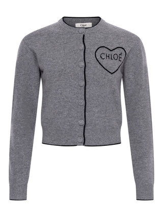 Cardigan mit Herz und Logo-Schriftzug