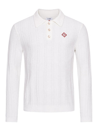 Boucle Poloshirt mit langen Armen