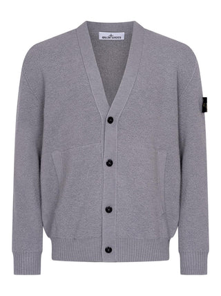 Cardigan aus Wolle mit Logo-Patch in Grau
