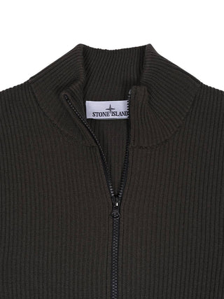 Gerippte Strickjacke mit Logo-Patch