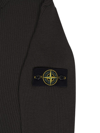 Gerippte Strickjacke mit Logo-Patch