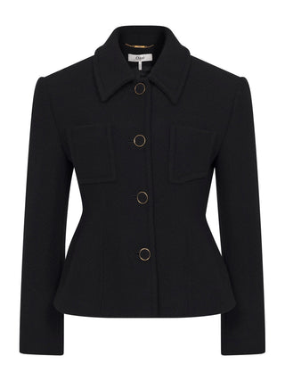 Schwarze Jacke aus Wollmischgewebe
