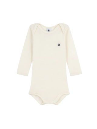 Langärmeliger Baby-Body aus Wolle und Baumwolle