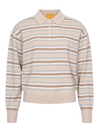 Collegiate Stripe Polo in Sandstone