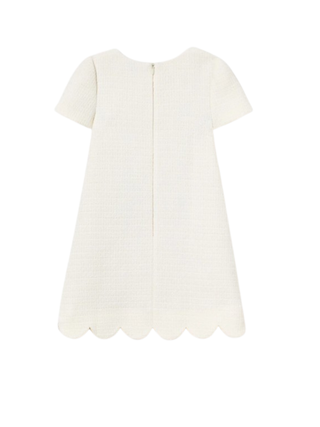 Bouclé-Kleid mit Spitze Cream
