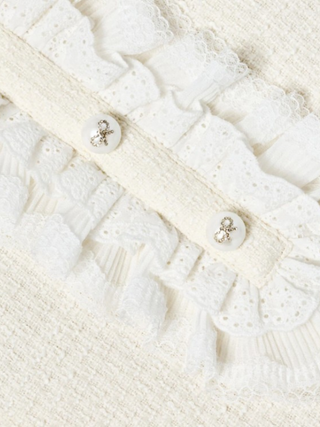 Bouclé-Kleid mit Spitze Cream